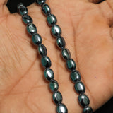 1 String 8X6mm Glass Metallic Flat Oval Beads