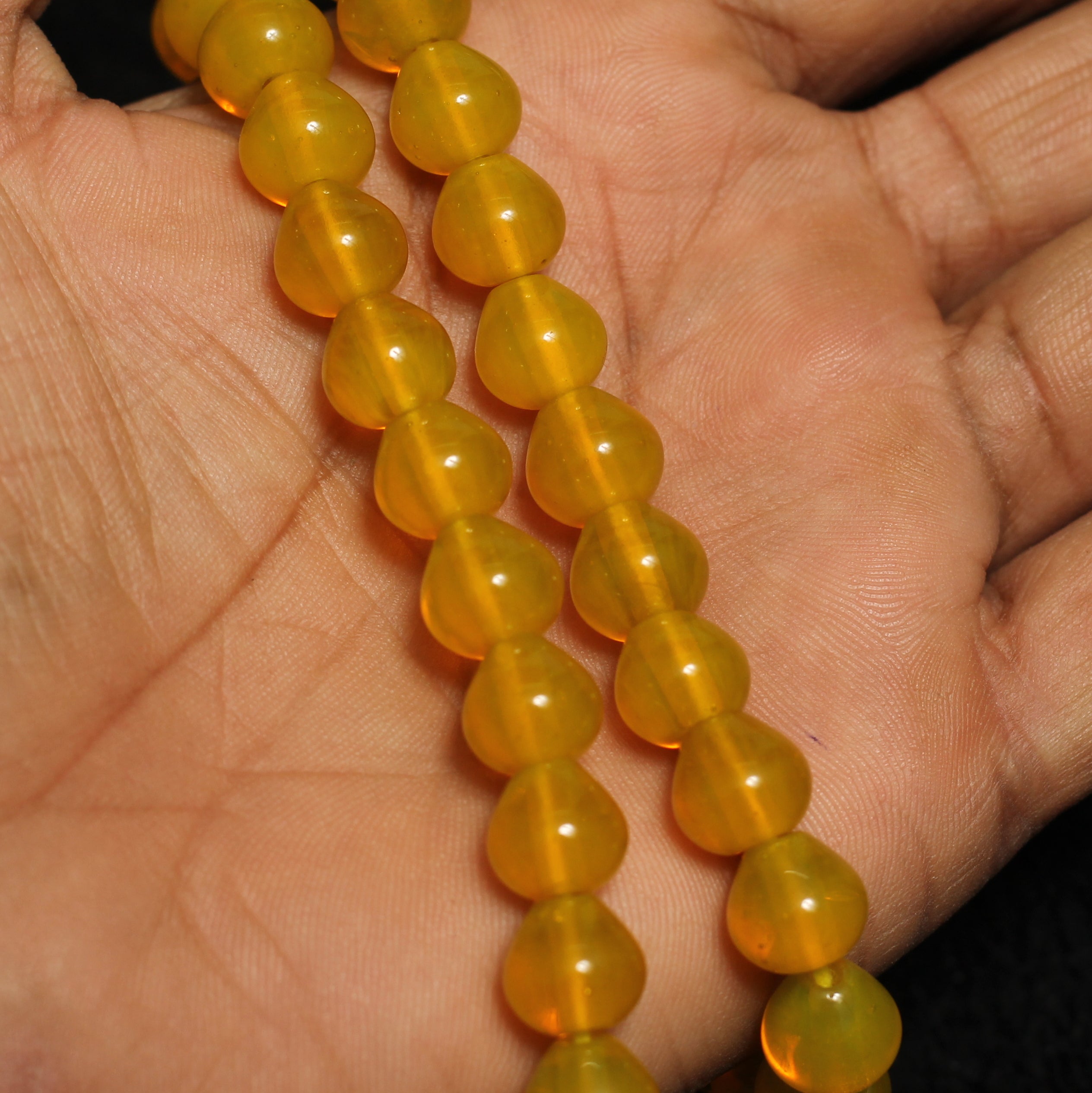 10mm Glass Drop Beads Yellow