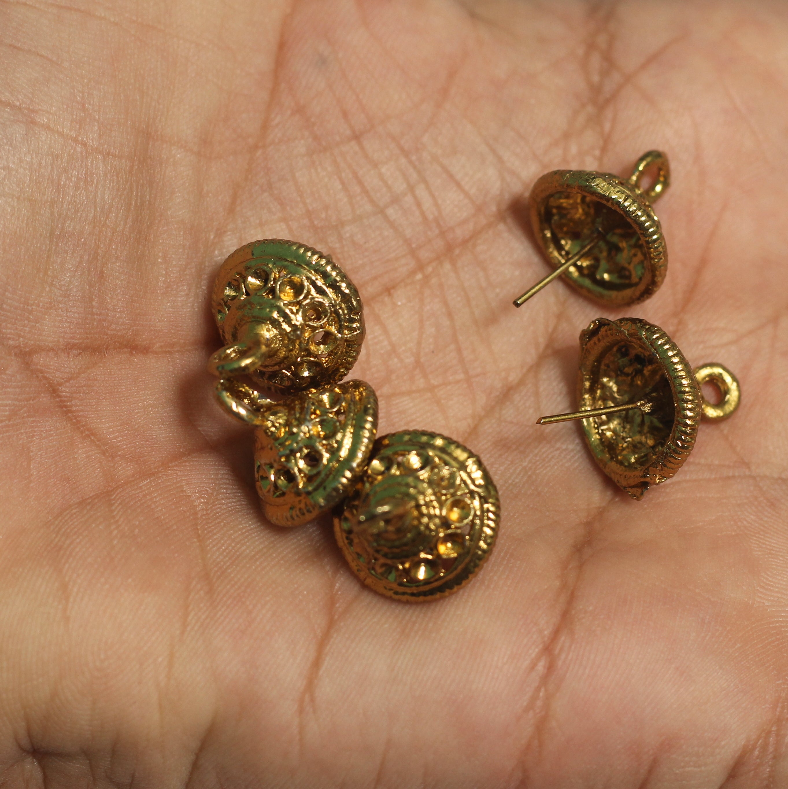 5 Pair Earring Stud Golden 15 mm