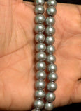 8mm Glass Pearl Round Beads Grey