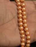 8mm Glass Pearl Round Beads Peach