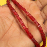 1 String 4mm Cube Glass Beads Red