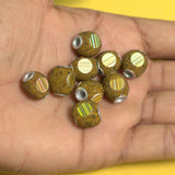 10 Pcs. Lac Tyre Beads Olive Green 12mm