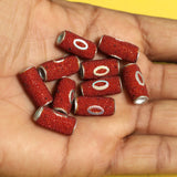 10 Pcs. Lac Tube Beads Red 18x8mm