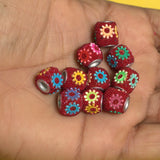 10 Pcs. Lac Tyre Beads Red 10x12mm