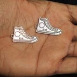 Tibetan Alloy  Shoes/Sneakers Antique Silver Enamel Settings 30x17x1.5mm