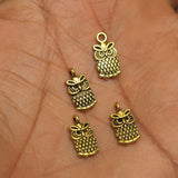 50 Pcs German Silver Owl Charms Golden 13x6mm