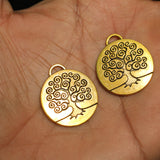 German Silver Tree of Life Charms Golden 23mm