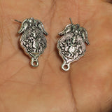 2 Pairs German Silver Earring Components 27x17 mm
