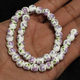 1 String 8mm Premium Ceramic Beads Purple