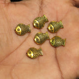10 Pcs,13x10mm German Silver Golden Fish Beads