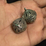 2 Pcs German Silver Ghungroo Ball Beads 30x25mm