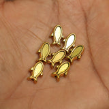 10 Pcs German Silver Fish Beads Golden 10x6mm