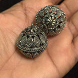 2 Pcs German Silver Ghungroo Ball Beads 35x29mm