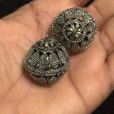 2 Pcs German Silver Ghungroo Ball Beads 35x29mm