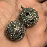 2 Pcs German Silver Ghungroo Ball Pendant 30x25mm