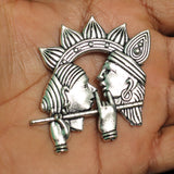 2 Pcs, 2 Inch German Silver Radha Krishna Pendant