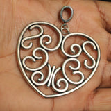 1 Pc, 2 Inches German Silver Heart Pendant