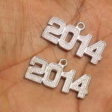 10 Silver Finish Pendant 2014 35x14mm