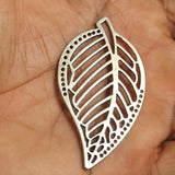 2 Pcs, 2.5 Inches German Silver Leaf Pendant