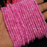 1 String 3x4mm Zed Cut Rondelle Gemstone Beads Pink