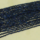 1 String 2mm Natural Lapis Lazuli Gemstone Round Micro Faceted Beads