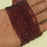1 String 2mm Natural Garnet Gemstone Round Micro Faceted Beads
