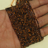 1 String 2mm Natural Tiger Eye Gemstone Round Micro Faceted Beads
