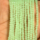 1 String 3mm Crystal Faceted Opaque Rondelle Beads Parrot Green