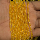 1 String 4mm Faceted Crystal Bicone Beads Yellow