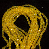 1 String 4mm Faceted Crystal Bicone Beads Yellow