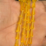 50 Pcs 12x6mm Crystal Cone Beads Yellow