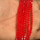 1 String 4mm Faceted Crystal Bicone Beads Red