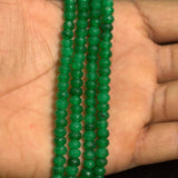 1 String 6x4mm Faceted Onyx Stone Roundell Beads Green