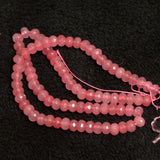 1 String 6x4mm Faceted Onyx Stone Roundell Beads Pink