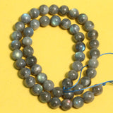 1 String 8mm Leaverite Gemstone Beads Grey