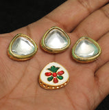 4 Pcs 16mm Kundan Connectors Golden