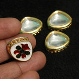 4 Pcs 16mm Kundan Connectors Golden