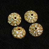 4 Pcs, 10x14mm, Kundan Spacer Beads Golden