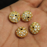4 Pcs, 10x14mm, Kundan Spacer Beads Golden