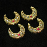 4 Pcs, 26mm, Kundan Chandbali Earrings Components & Connectors Golden