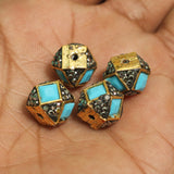 4 Pcs, 10x12mm, Kundan Spacer Beads