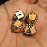 4 Pcs, 10x12mm, Kundan Spacer Beads