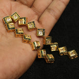15 Pcs, 8mm Meenakari Kundan Kadi Square Chain Golden