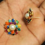 2 Pairs Double Layer Pacchi Earring Tops Multi Color 22mm