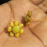 2 Pairs Single Layer Pacchi Earing Tops Yellow 18mm