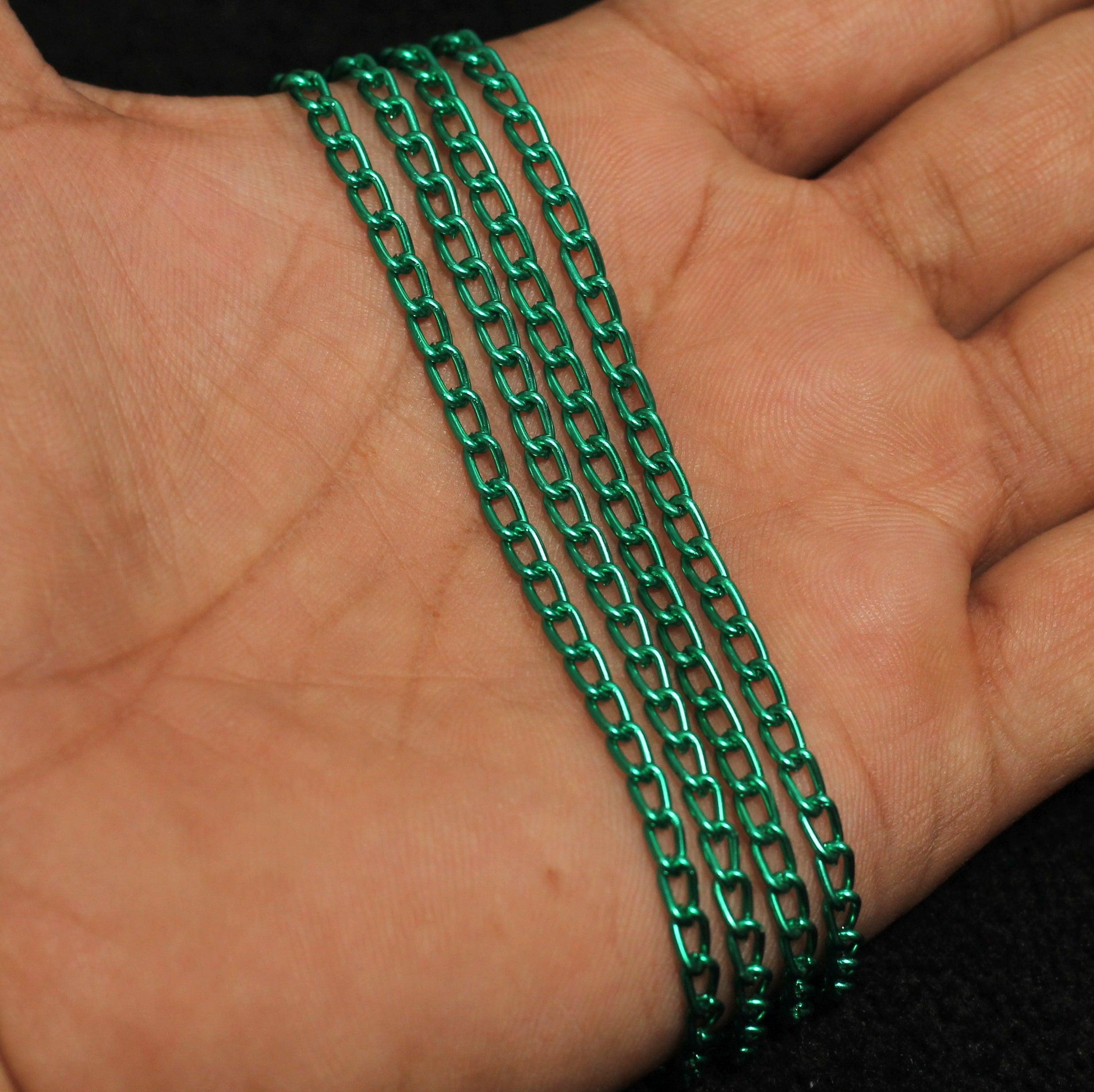 Rush Color Chain 28 Mtrs, 5x3mm Aluminium Colored Link Chain Combo 7 Colors – beadsnfashion