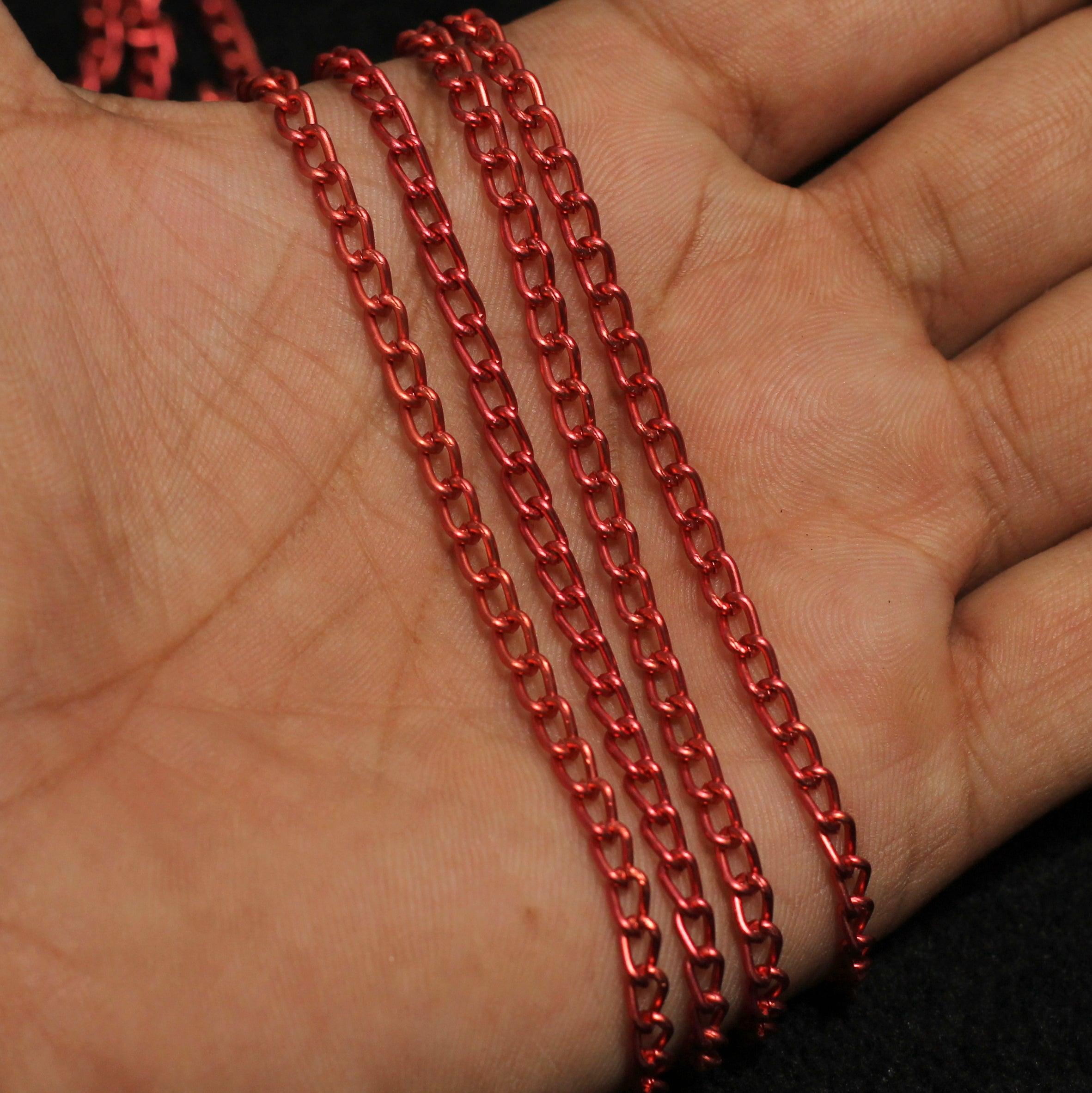 Rush Color Chain 28 Mtrs, 5x3mm Aluminium Colored Link Chain Combo 7 Colors – beadsnfashion
