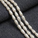 1 String, White Japanese Drop Acrylic Pearls Beads