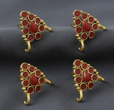 4 Pcs, 18x19mm  German Silver Meenakari Earrings Components Red